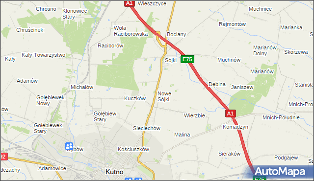 mapa Nowe Sójki, Nowe Sójki na mapie Targeo