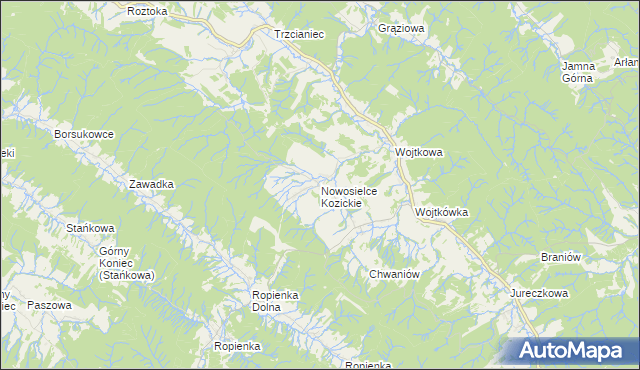 mapa Nowosielce Kozickie, Nowosielce Kozickie na mapie Targeo