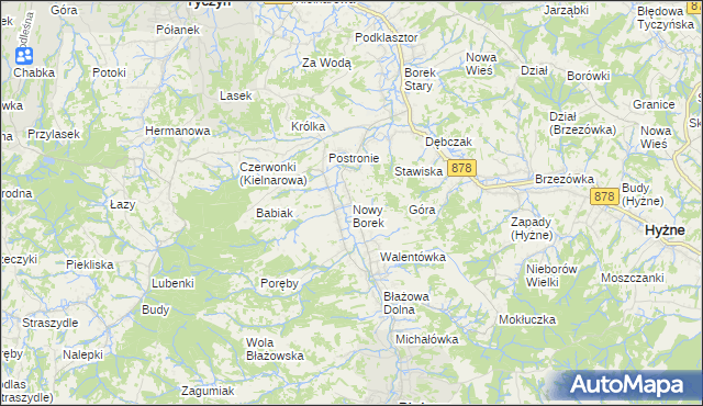 mapa Nowy Borek gmina Błażowa, Nowy Borek gmina Błażowa na mapie Targeo