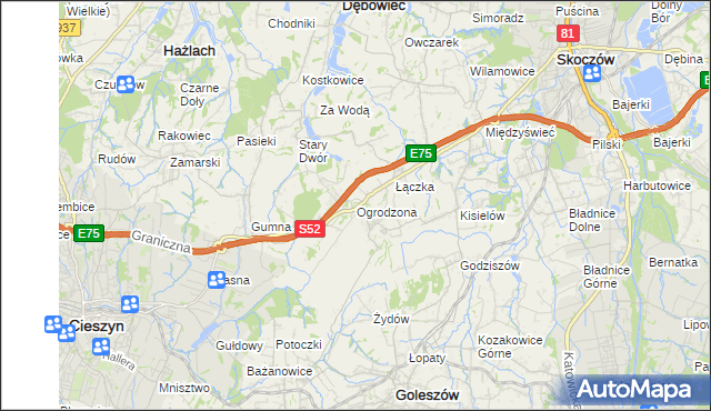 mapa Ogrodzona gmina Dębowiec, Ogrodzona gmina Dębowiec na mapie Targeo
