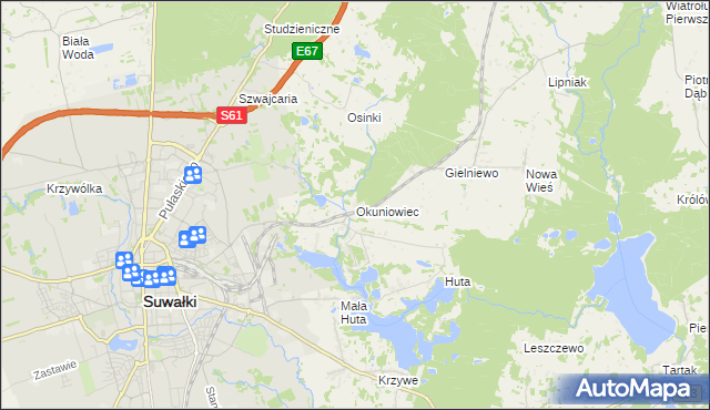 mapa Okuniowiec, Okuniowiec na mapie Targeo