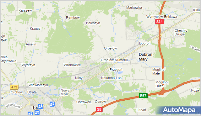 mapa Orpelów-Numerki, Orpelów-Numerki na mapie Targeo