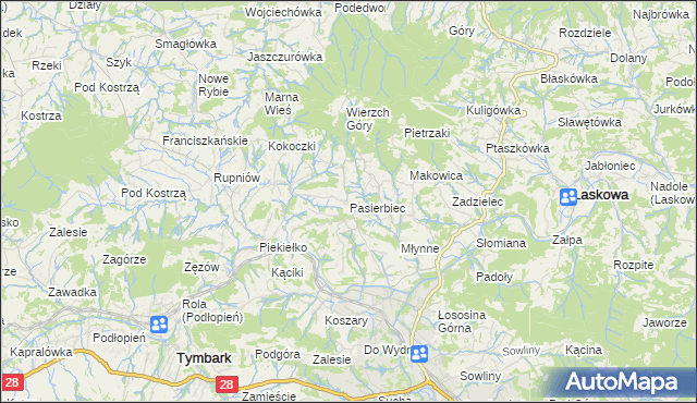 mapa Pasierbiec, Pasierbiec na mapie Targeo