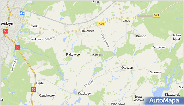 mapa Pawlice, Pawlice na mapie Targeo