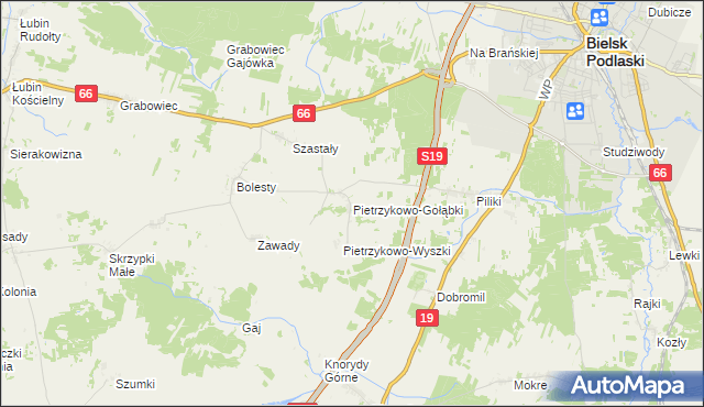 mapa Pietrzykowo-Gołąbki, Pietrzykowo-Gołąbki na mapie Targeo