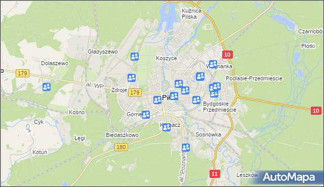 mapa Piły, Piła na mapie Targeo