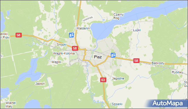 mapa Pisz, Pisz na mapie Targeo