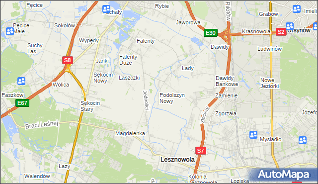 mapa Podolszyn Nowy, Podolszyn Nowy na mapie Targeo