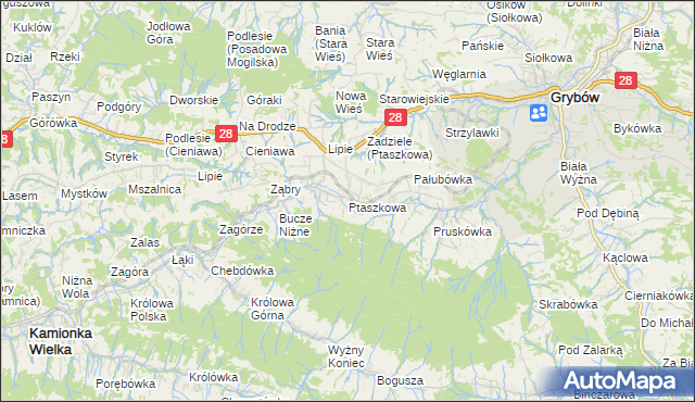 mapa Ptaszkowa, Ptaszkowa na mapie Targeo