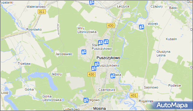 mapa Puszczykowo powiat poznański, Puszczykowo powiat poznański na mapie Targeo