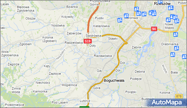 mapa Racławówka, Racławówka na mapie Targeo