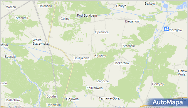 mapa Rędziny gmina Szczekociny, Rędziny gmina Szczekociny na mapie Targeo