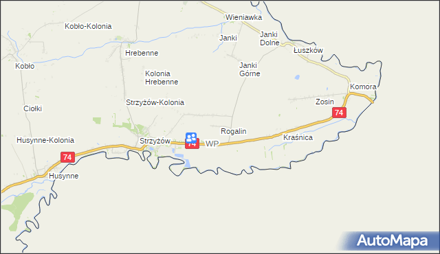 mapa Rogalin gmina Horodło, Rogalin gmina Horodło na mapie Targeo