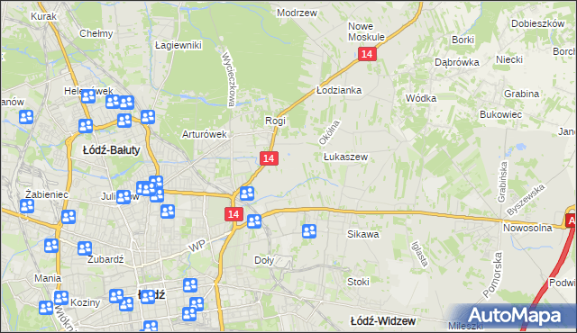 mapa Różki gmina Łódź, Różki gmina Łódź na mapie Targeo