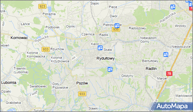 mapa Rydułtowy, Rydułtowy na mapie Targeo