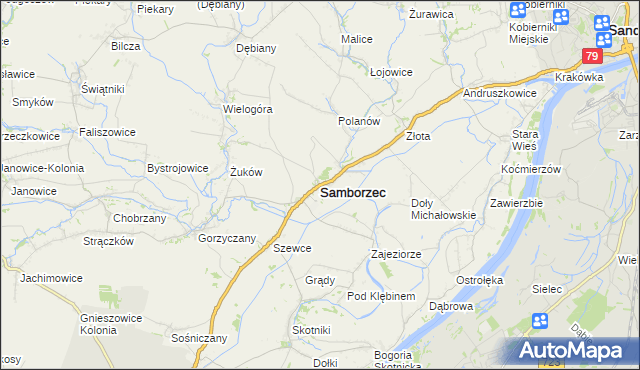 mapa Samborzec, Samborzec na mapie Targeo