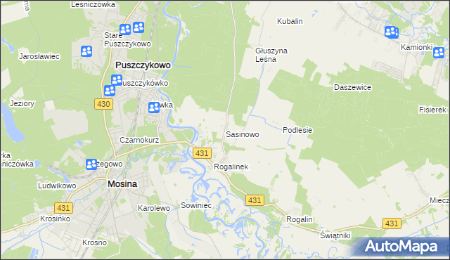 mapa Sasinowo, Sasinowo na mapie Targeo
