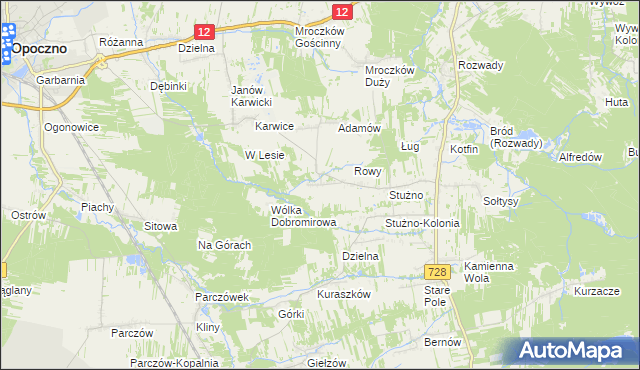 mapa Sielec gmina Opoczno, Sielec gmina Opoczno na mapie Targeo