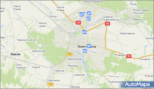 mapa Skierniewic, Skierniewice na mapie Targeo