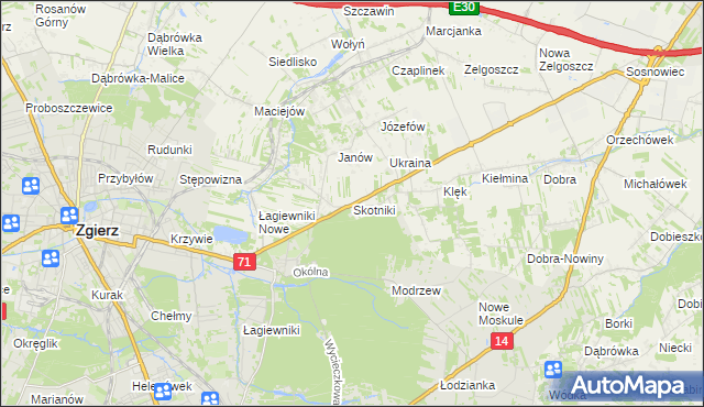 mapa Skotniki gmina Zgierz, Skotniki gmina Zgierz na mapie Targeo