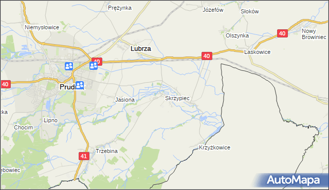 mapa Skrzypiec gmina Lubrza, Skrzypiec gmina Lubrza na mapie Targeo