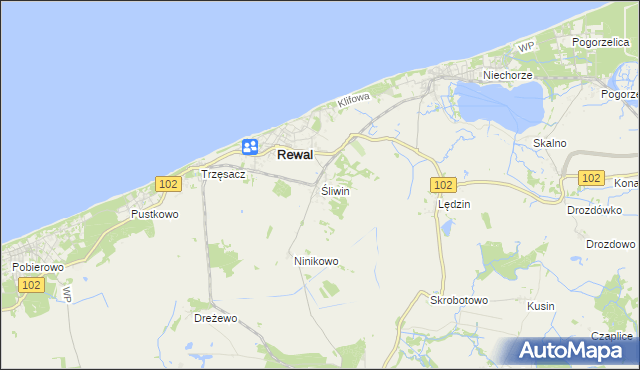 mapa Śliwin, Śliwin na mapie Targeo