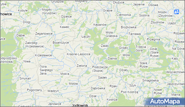 mapa Słupia gmina Jodłownik, Słupia gmina Jodłownik na mapie Targeo