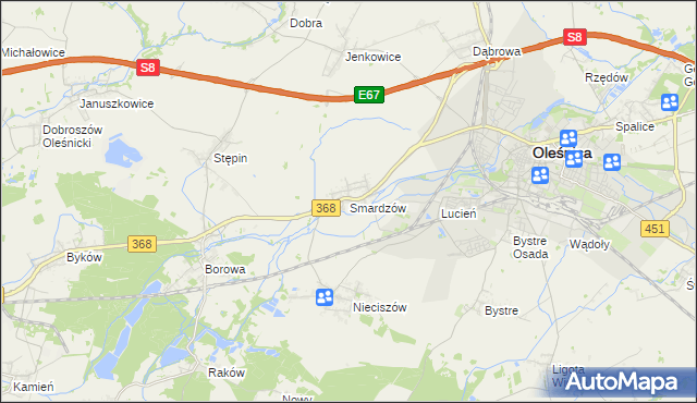 mapa Smardzów gmina Oleśnica, Smardzów gmina Oleśnica na mapie Targeo