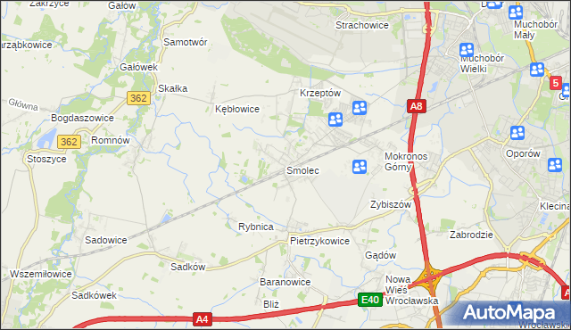 mapa Smolec, Smolec na mapie Targeo