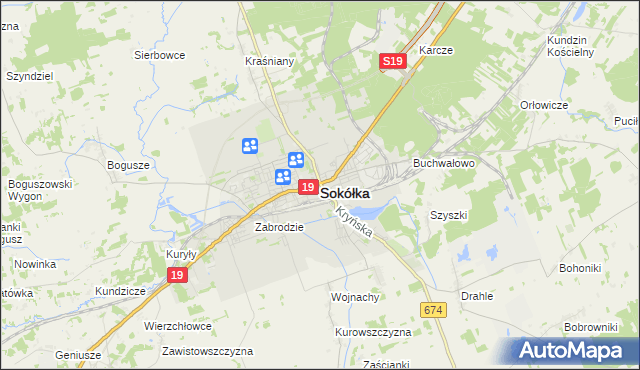 mapa Sokółka, Sokółka na mapie Targeo