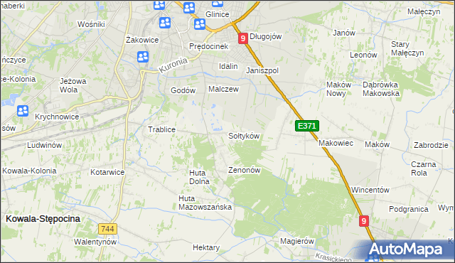 mapa Sołtyków gmina Skaryszew, Sołtyków gmina Skaryszew na mapie Targeo