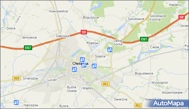 mapa Spalice, Spalice na mapie Targeo