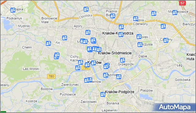 mapa Stare Miasto gmina Kraków, Stare Miasto gmina Kraków na mapie Targeo