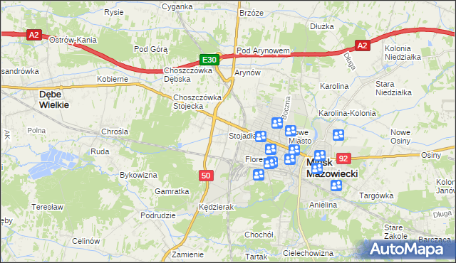 mapa Stojadła, Stojadła na mapie Targeo