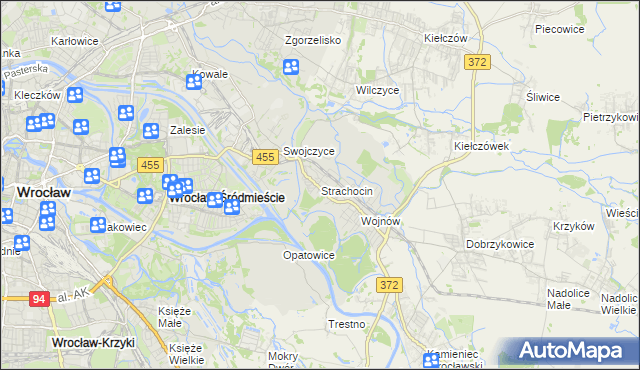 mapa Strachocin gmina Wrocław, Strachocin gmina Wrocław na mapie Targeo