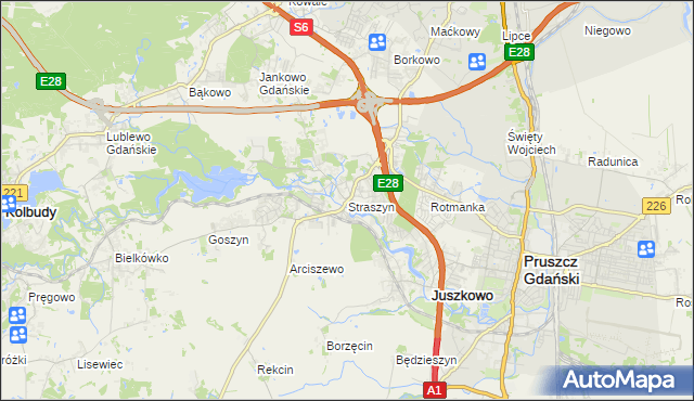 mapa Straszyn, Straszyn na mapie Targeo