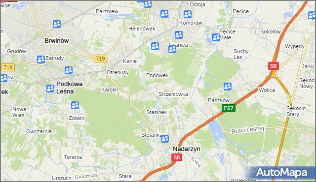 mapa Strzeniówka, Strzeniówka na mapie Targeo