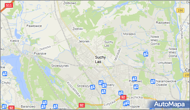 mapa Suchy Las powiat poznański, Suchy Las powiat poznański na mapie Targeo