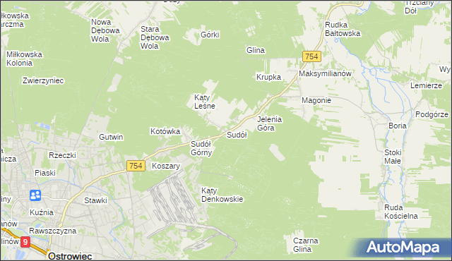 mapa Sudół gmina Bodzechów, Sudół gmina Bodzechów na mapie Targeo