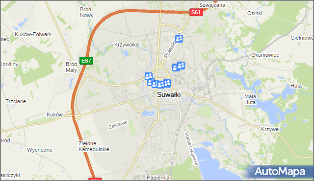 mapa Suwałk, Suwałki na mapie Targeo