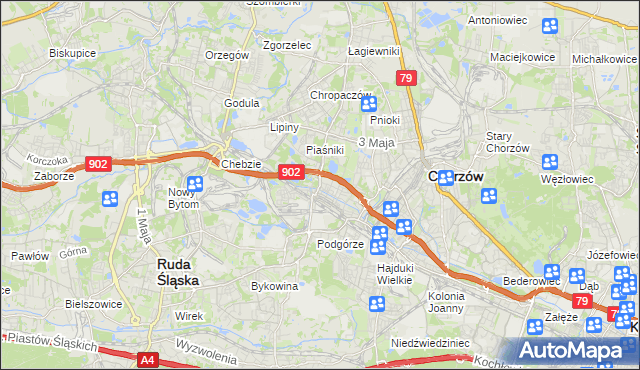 mapa Świętochłowice, Świętochłowice na mapie Targeo
