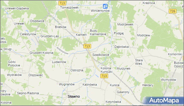 mapa Szadkowice gmina Sławno, Szadkowice gmina Sławno na mapie Targeo