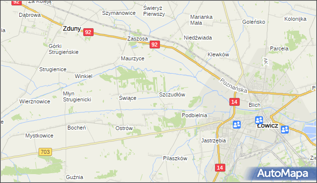 mapa Szczudłów, Szczudłów na mapie Targeo