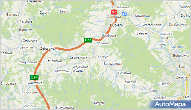 mapa Tenczyn, Tenczyn na mapie Targeo