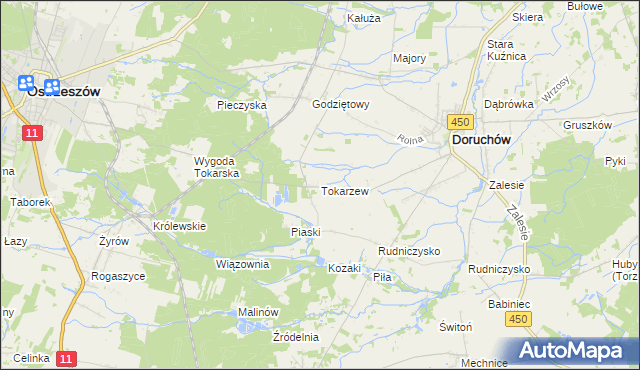 mapa Tokarzew gmina Doruchów, Tokarzew gmina Doruchów na mapie Targeo