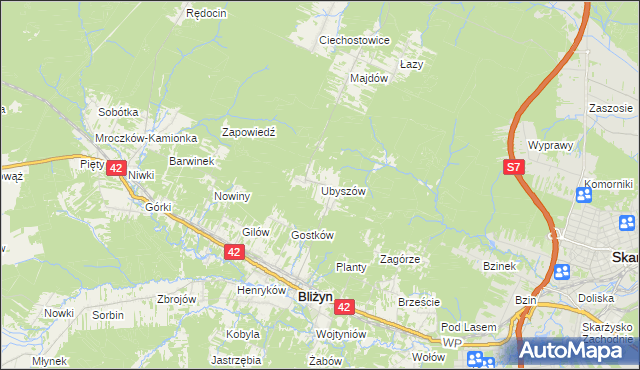 mapa Ubyszów, Ubyszów na mapie Targeo