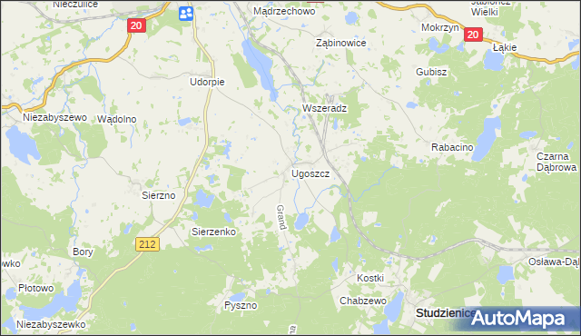 mapa Ugoszcz gmina Studzienice, Ugoszcz gmina Studzienice na mapie Targeo