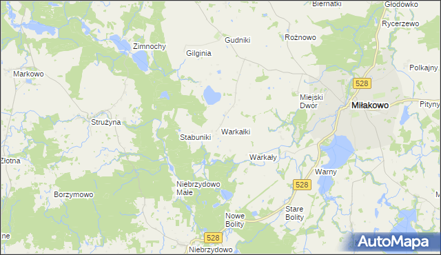 mapa Warkałki, Warkałki na mapie Targeo