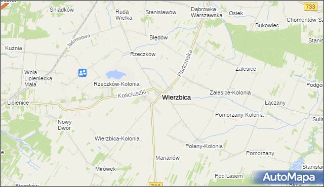 mapa Wierzbica powiat radomski, Wierzbica powiat radomski na mapie Targeo