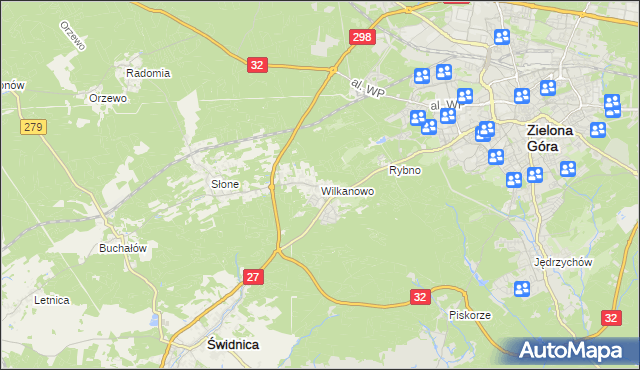 mapa Wilkanowo gmina Świdnica, Wilkanowo gmina Świdnica na mapie Targeo